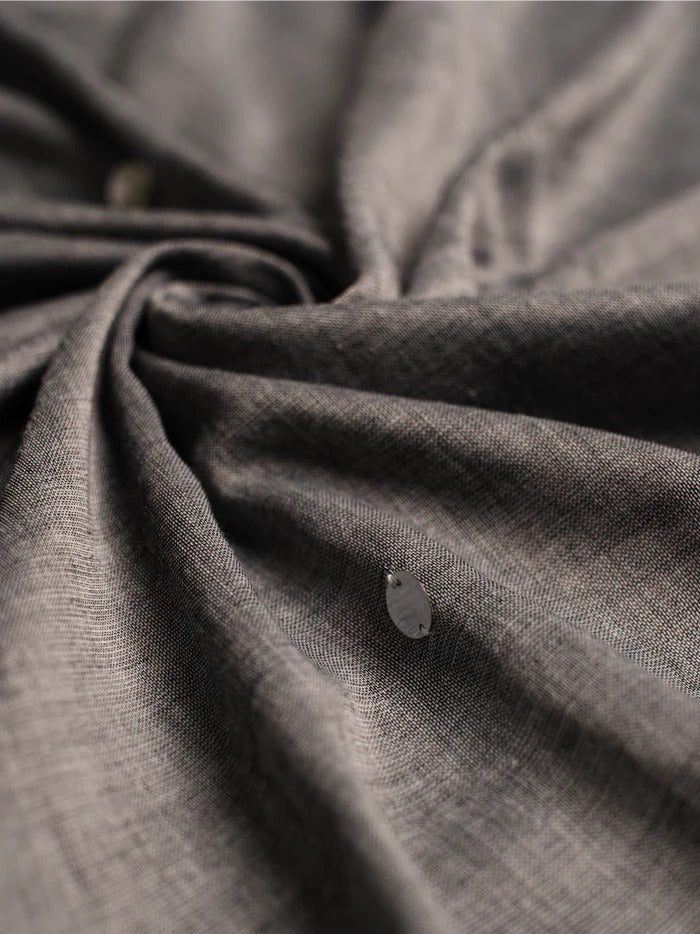 Gray plain khadi cotton saree with ginni and fancy tassel work