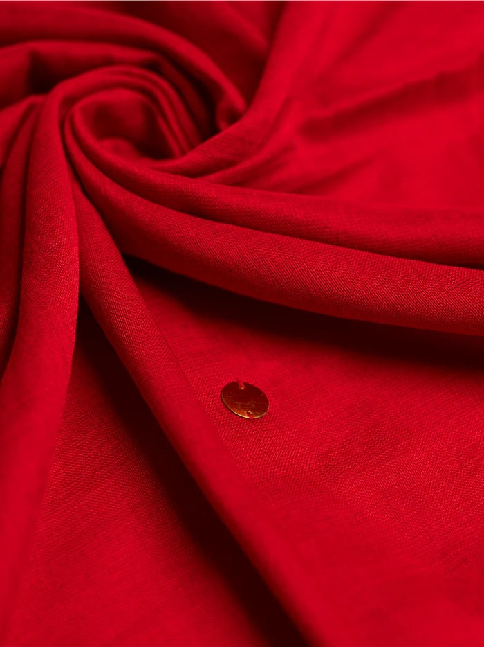 Red plain khadi cotton saree with ginni and fancy tassel work