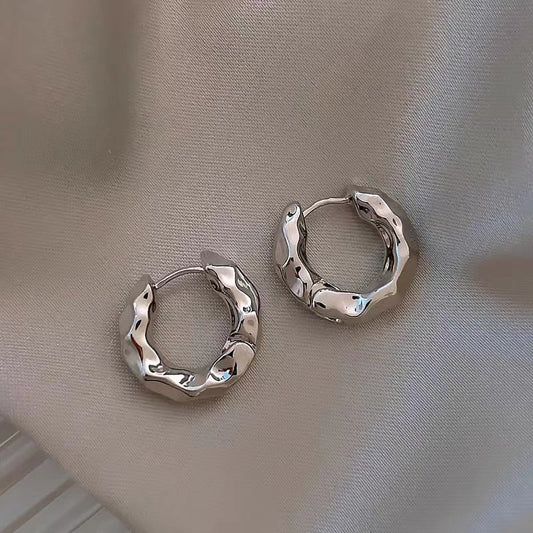 Retro hoop earrings - Silver