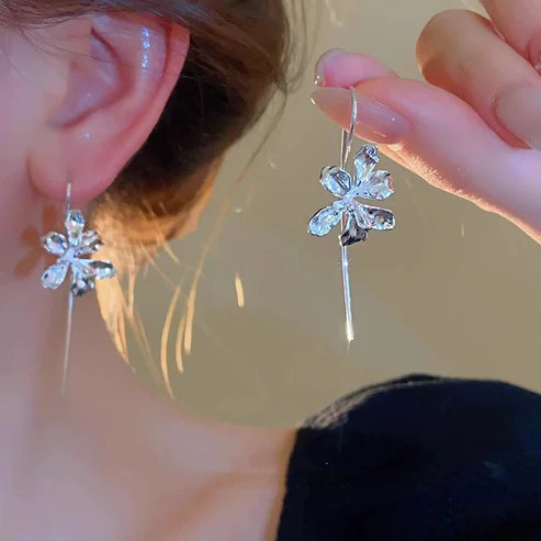 New French iris flower earrings - Silver