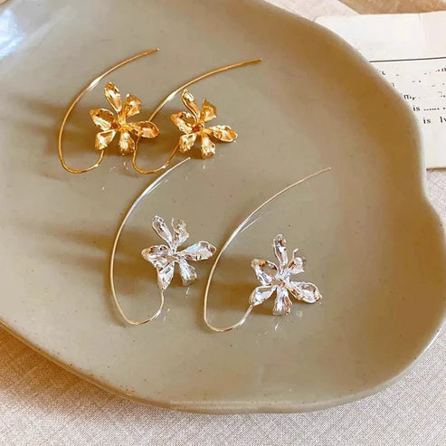 New French iris flower earrings - Golden
