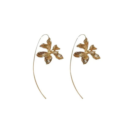 New French iris flower earrings - Golden